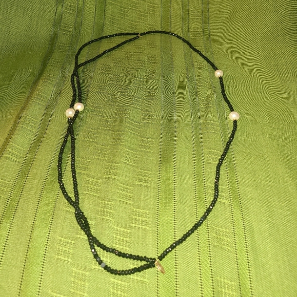 Ross Simons 14K 3 Strand Blk Onyx Bead Prl Necklace w/Large FWP w Earrings - Picture 1 of 8